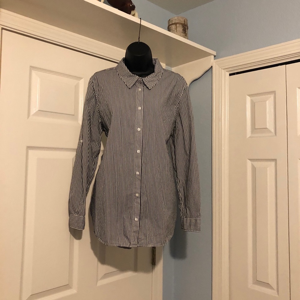 Calvin Klein womens stipe button down blouse XL